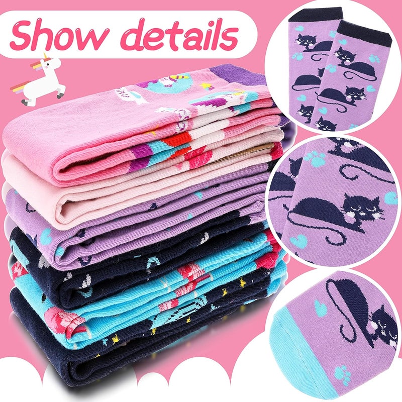 ANTSANG Kids Girls Knee High Socks Long Boot Crazy Silly Fun Gift Cute Tall Animal Socks for Child 6 Pairs - Image 2